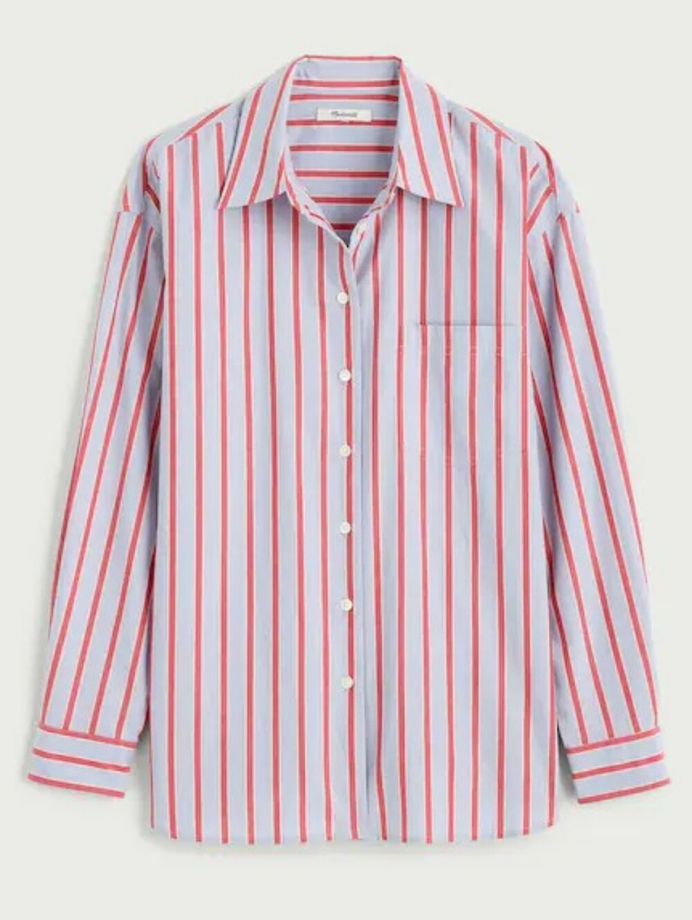 Madewell Women’s Red & White Vertical Stripe Button-Down Shirt